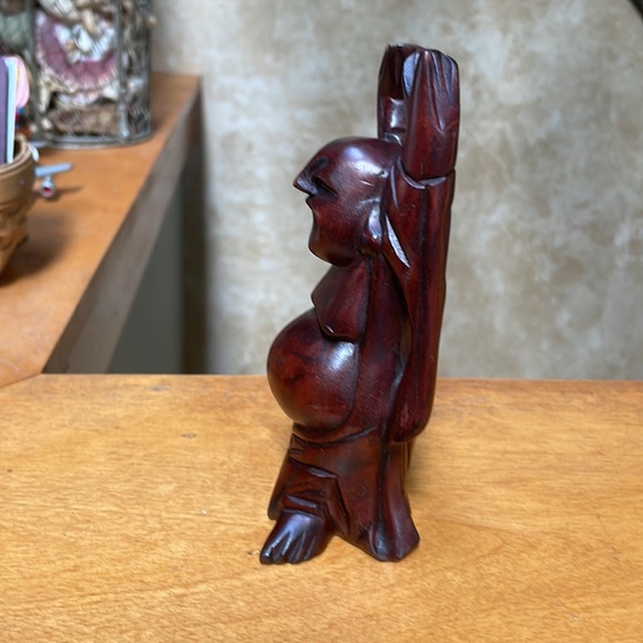 Good Luck Hand Crafted Wooden Big Belly Buddha - Picture 3 of 13